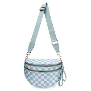 9000 Checkered Crossbody Bag Spacious Bum Bags Nylon Fanny Packs Belt Bag